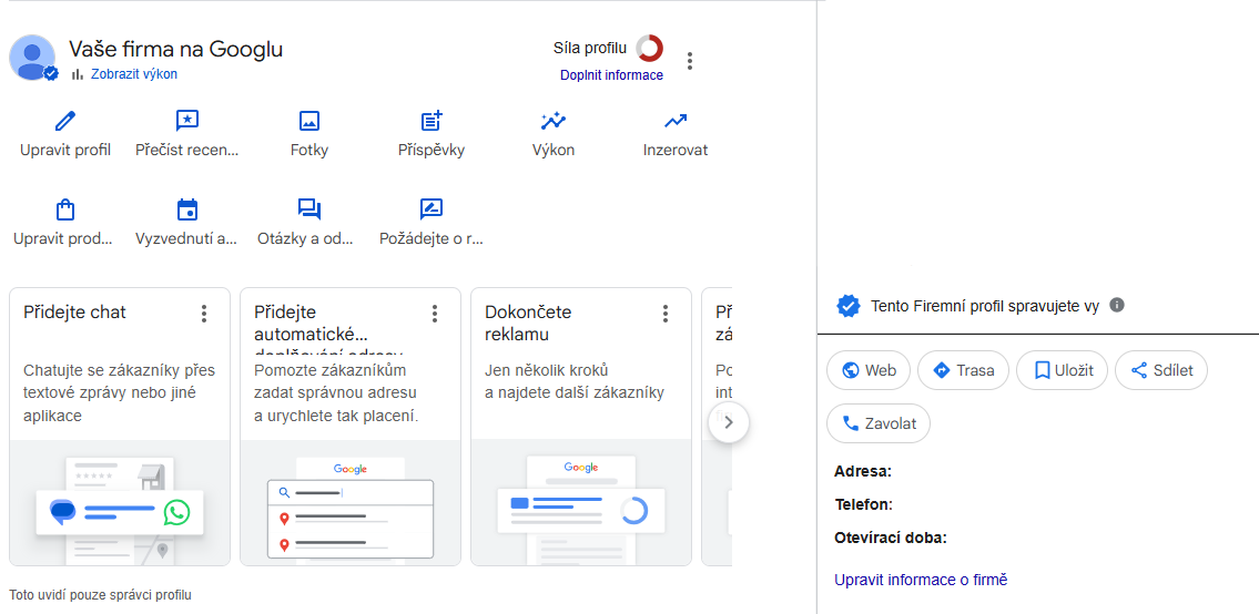 Firemní profil aktivní