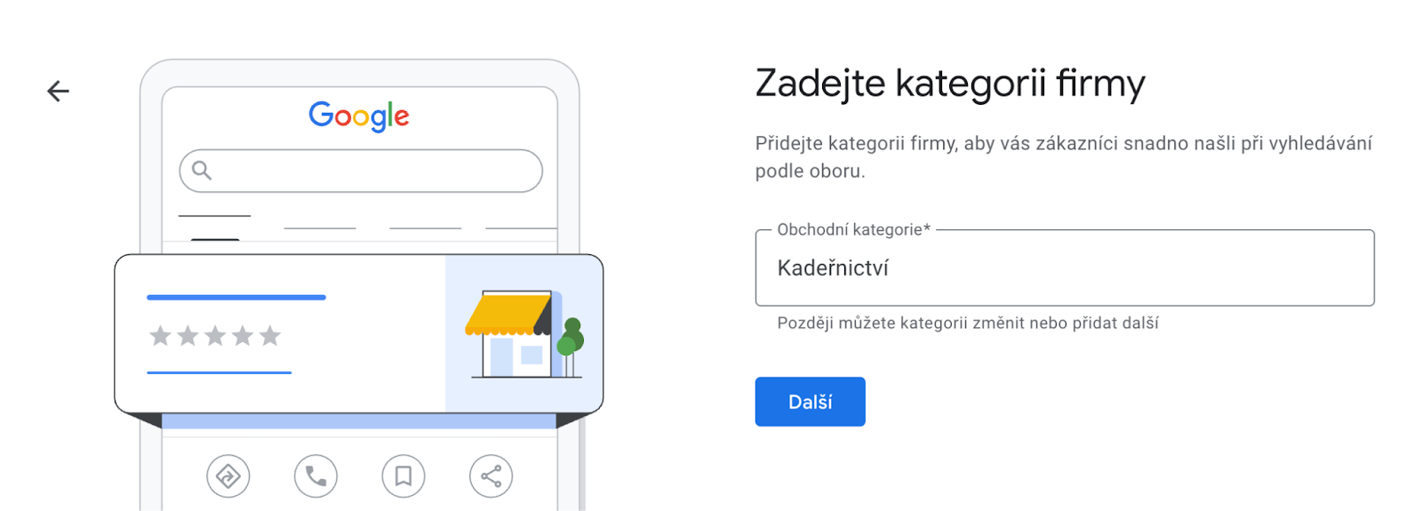 Přidejte kategorii firmy